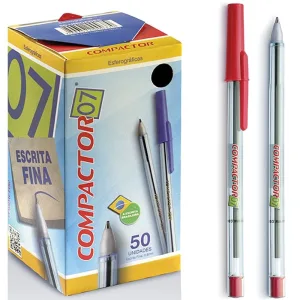 CANETA COMPACTOR ESF 07 VERMELHA CX/0050/UN