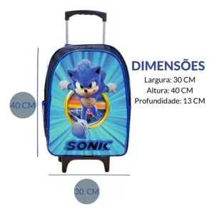 MOCHILA DE RODINHA BÁSICA SONIC - 2 BOLSOS