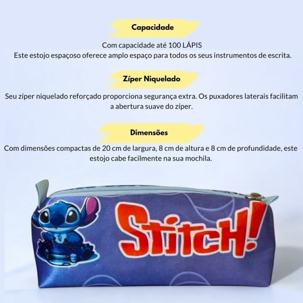 KIT MOCHILA DE RODINHA + LANCHEIRA+ ESTOJO BÁSICA STITCH - 2 BOLSOS - Image 2