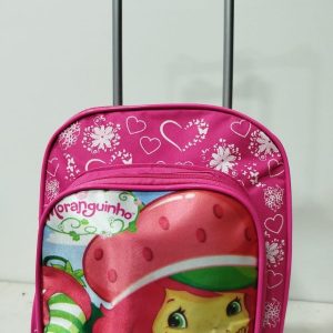 MOCHILA DE RODINHA PEQUENA BÁSICA MORANGUINHO- 2 BOLSOS