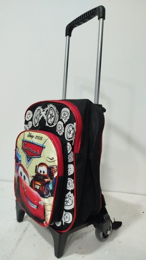 MOCHILA DE RODINHA PEQUENA BÁSICA CARROS- 2 BOLSOS