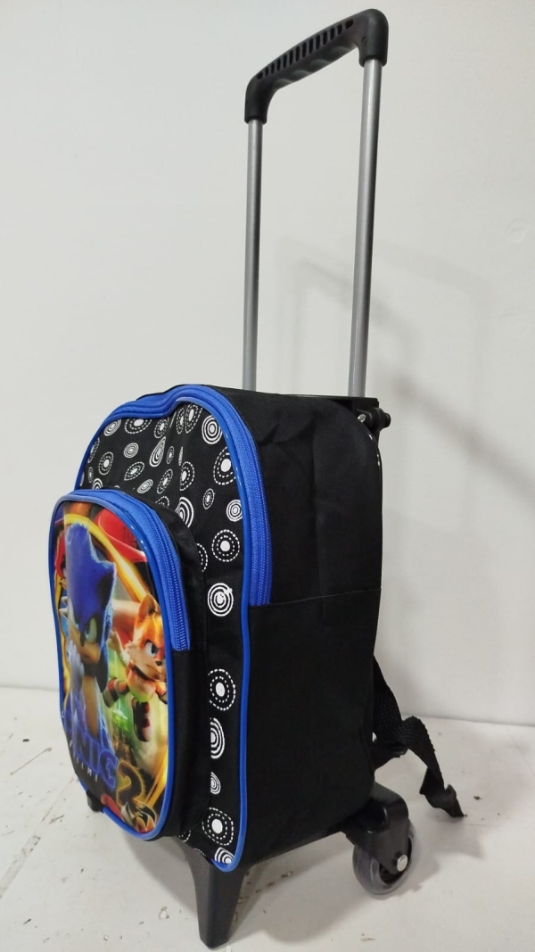 MOCHILA DE RODINHA PEQUENA BÁSICA SONIC- 2 BOLSOS