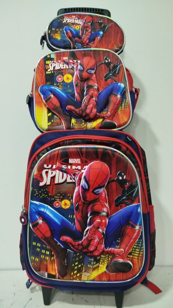 KIT MOCHILA DE RODINHA + LANCHEIRA + ESTOJO - HOMEM ARANHA
