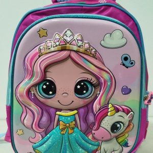 Mochila de costas reforçada média 36cm  - PRINCESA E UNICÓNIO