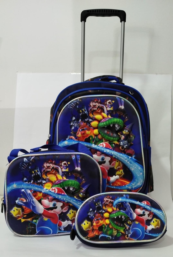 KIT MOCHILA DE RODINHA + LANCHEIRA + ESTOJO - PERSONAGENS SUPER MARIO - Image 2