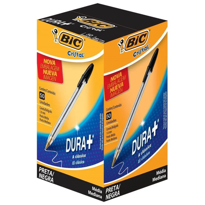 CANETA BIC ESF CRISTAL PRETA CX50UN