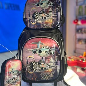 KIT MOCHILA DE RODINHA + LANCHEIRA + ESTOJO - AVIÕES