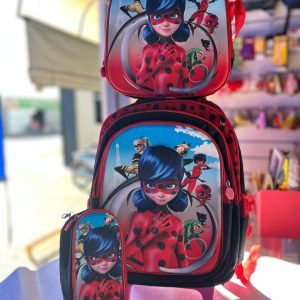 KIT MOCHILA DE RODINHA + LANCHEIRA + ESTOJO - LADYBUG