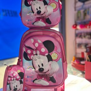 KIT MOCHILA DE RODINHA + LANCHEIRA + ESTOJO - MINNIE