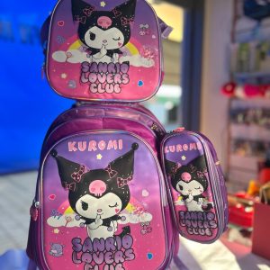 KIT MOCHILA DE RODINHA + LANCHEIRA + ESTOJO - KUROMI