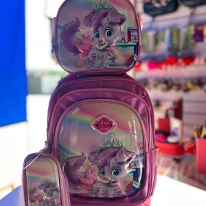 KIT MOCHILA DE RODINHA + LANCHEIRA + ESTOJO - GATINHA HSA GRIL