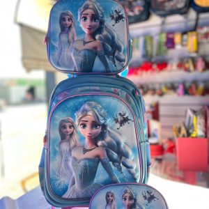 KIT MOCHILA DE RODINHA + LANCHEIRA + ESTOJO - FROZEN E ANA  AZUL