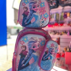 KIT MOCHILA DE RODINHA + LANCHEIRA + ESTOJO - FROZEN ROSA CLARO