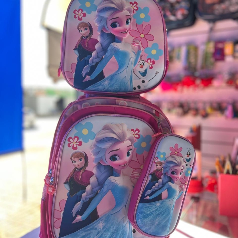 KIT MOCHILA DE RODINHA + LANCHEIRA + ESTOJO - FROZEN ROSA CLARO