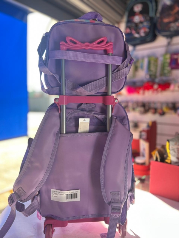 KIT MOCHILA DE RODINHA + LANCHEIRA + ESTOJO - FROZEN E ANA  LILÁS - Image 3