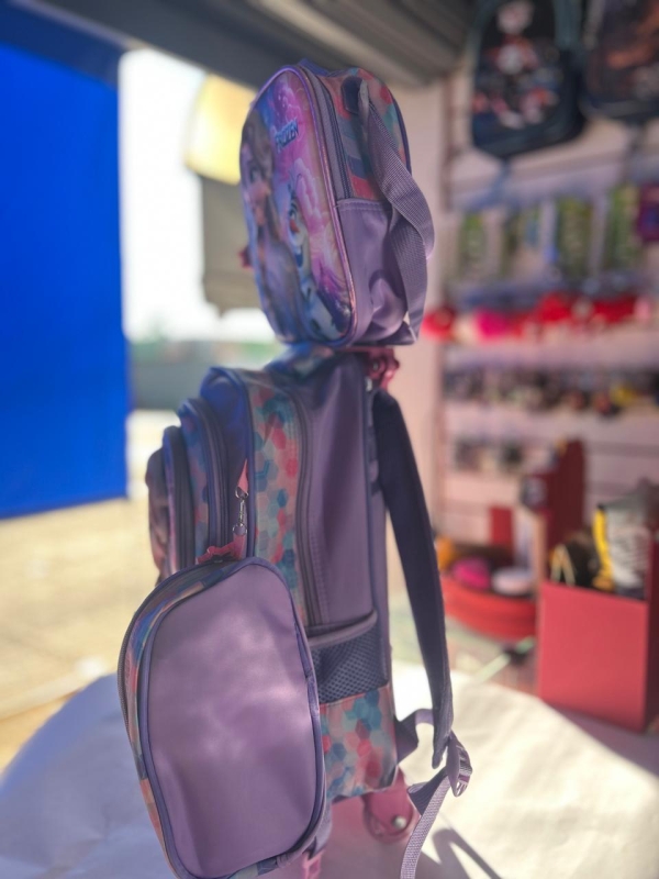 KIT MOCHILA DE RODINHA + LANCHEIRA + ESTOJO - FROZEN E ANA  LILÁS - Image 2