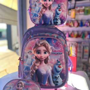 KIT MOCHILA DE RODINHA + LANCHEIRA + ESTOJO - FROZEN E ANA  LILÁS