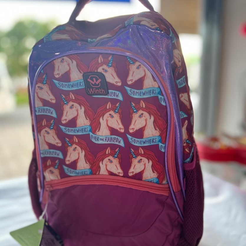 Mochila de costas reforçada - UNICÓRNEO NA COR ROSA
