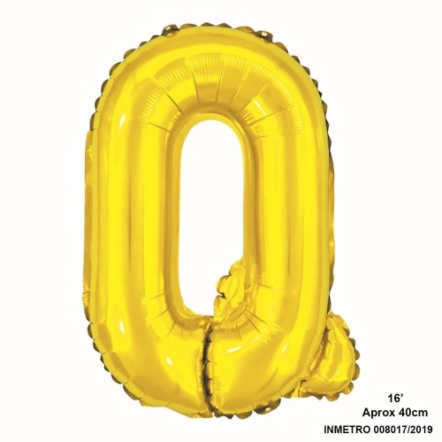 Balão metalizado Dourado Letra Q com 40 cm - Make+