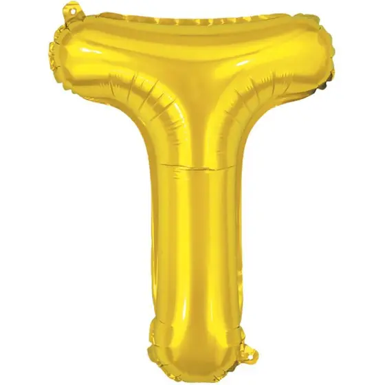 Balão metalizado Dourado Letra T com 40 cm - Make+