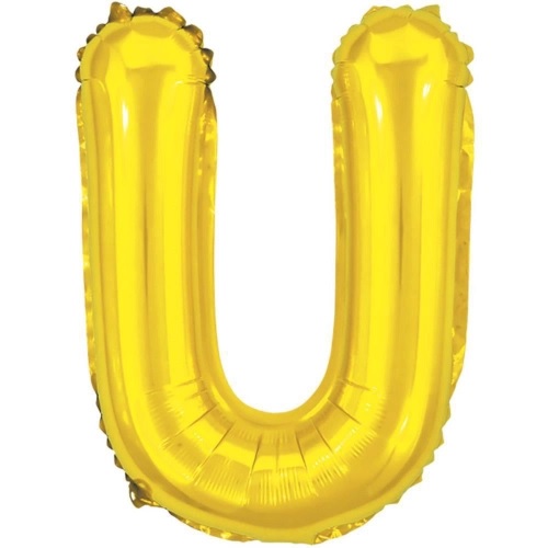 Balão metalizado Dourado Letra U com 40 cm - Make+
