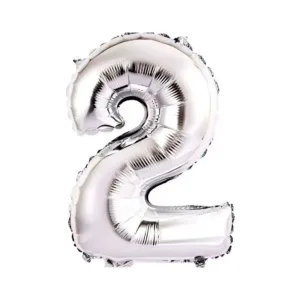 Balão metalizado Prateado Número 2 com 40 cm - Make+