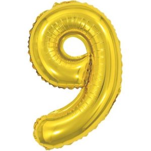 Balão metalizado Dourado Número 9 com 40 cm - Make+
