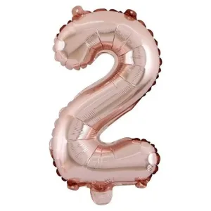 Balão metalizado Rosê Número 2 com 40 cm - Make+