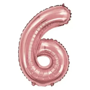 Balão metalizado Rosê Número 6 com 40 cm - Make+
