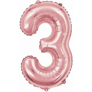 Balão metalizado Rosê Número 3 com 40 cm - Make+