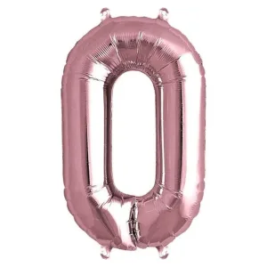 Balão metalizado Rosê Número 0 com 40 cm - Make+