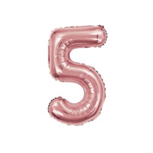Balão metalizado Rosê Número 5 com 40 cm - Make+