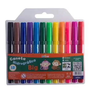 CANETA HIDROGRAFICA JUMBO LEO E LEO BIG 12 CORES - LEONORA