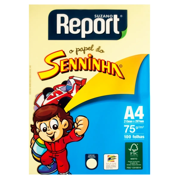 PAPEL REPORT SENNINHA A4 75G AMARELO 100F PT/0100/UN
