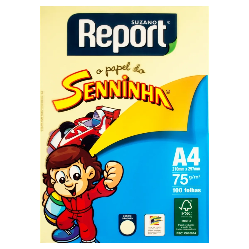 PAPEL REPORT SENNINHA A4 75G AMARELO 100F PT/0100/UN