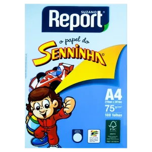 PAPEL REPORT SENNINHA A4 75G AZUL 100F