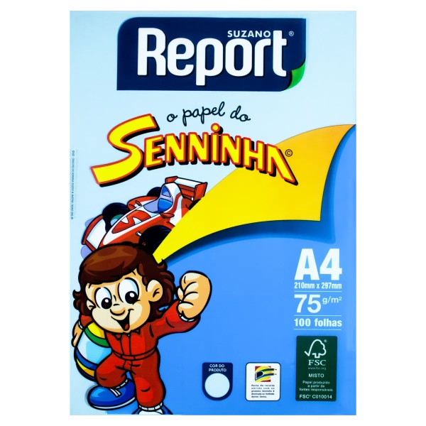 PAPEL REPORT SENNINHA A4 75G AZUL 100F