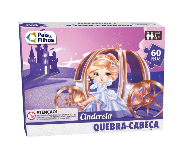 QUEBRA-CABECA CARTONADO CINDERELA 60PCS UNIDADE 2852 - PAIS E FILHOS