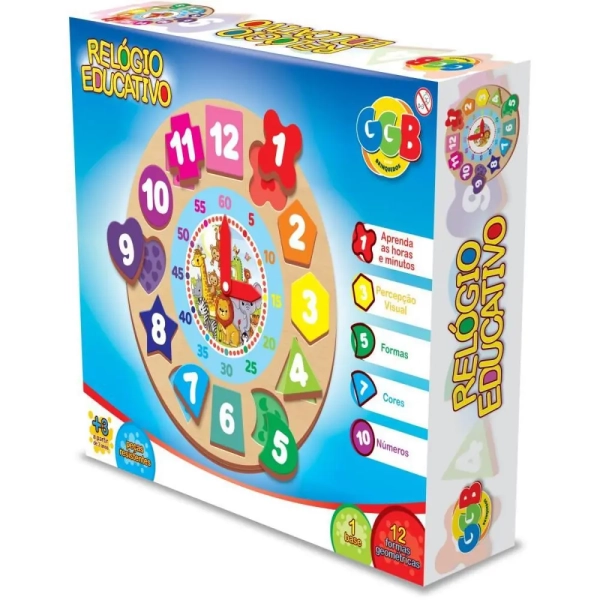 BRINQUEDO PEDAGOGICO RELOGIO NUMEROS E FORMAS UNIDADE 1077 - GGB PLAST - Image 2