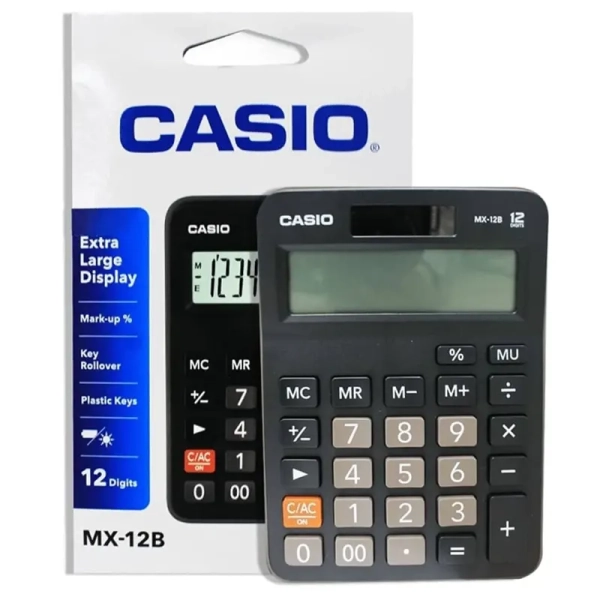 CALCULADORA DE MESA 12 DIG. PRETA SOLAR/BATERIA UNIDADE MX-12B-W4-DC - CASIO - Image 2