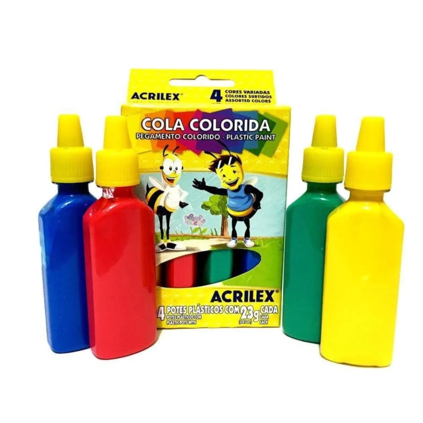 Cola Colorida Estojo com 04 Cores 23 g (Sortido) - Acrilex