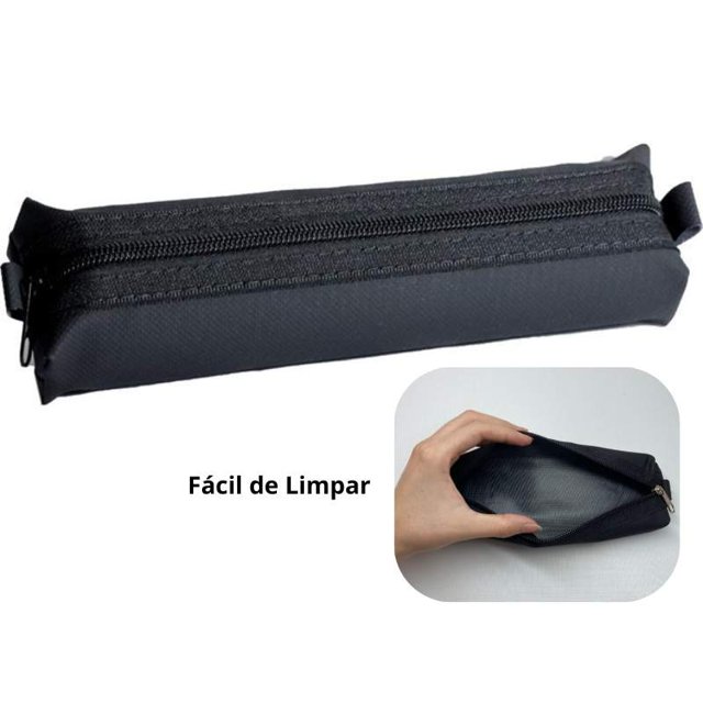 Estojo escolar simples 1 zíper- COR PRETA - TACTEL