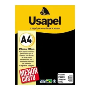 PAPEL A4 COLOR USAPEL PRETO 180G PCT.C/50 25004 - FILIPERSON
