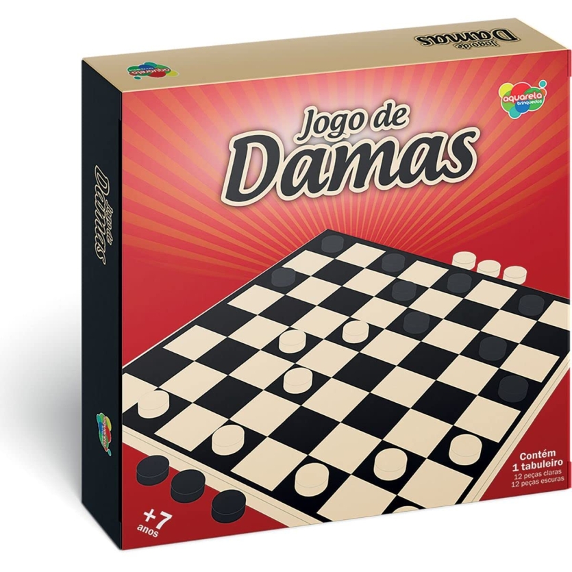 JOGO DE TABULEIRO DAMAS TRADICIONAL EM MADEIRA UNIDADE 111 - AQUARELA BRINQUEDOS