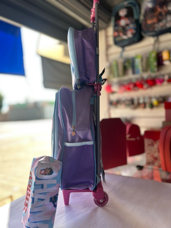 KIT MOCHILA DE RODINHA + LANCHEIRA+ ESTOJO BÁSICA STITCH - 2 BOLSOS