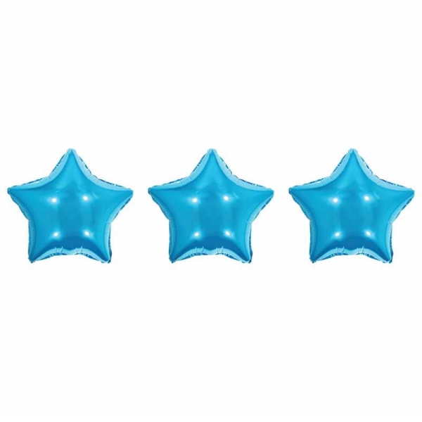 BALAO MET. MAKE+ 14CM C/3 ESTRELA AZUL(E)