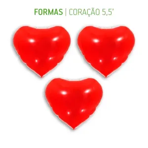 BALAO MET. MAKE+ 14CM C/3 CORACAO VERMELHO(E)