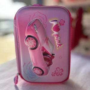 ESTOJO ESCOLAR COM DIVISORIA - CARRO PINK