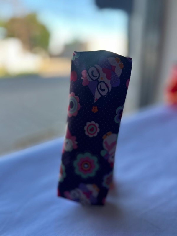 Estojo escolar simples 1 zíper- ESTAMPA CORUJA ROXO