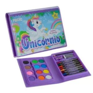 Maleta para Pintura Unicórnio 24 peças 15 cm x 10,5 cm - Magic Kids